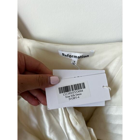 Reformation Eisa Silk Dress Ivory size 4 NWT - Picture 8 of 15